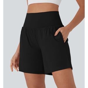 Airy Super High Waisted 2-in-1 Cool Touch Yoga Shorts 7" w/Pockets- Black NEW!
